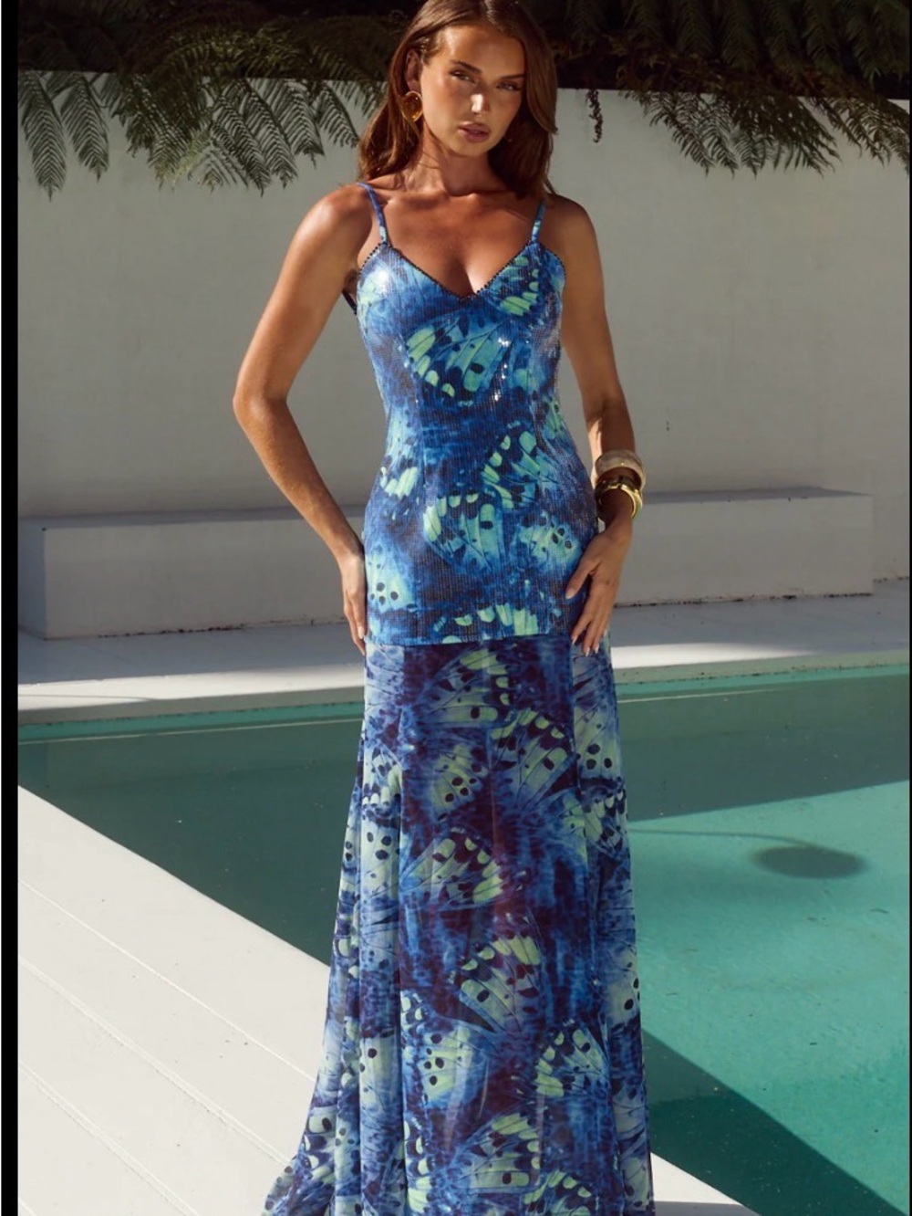 TULIA LOW BACK MAXI DRESS - ELIANA BLUE